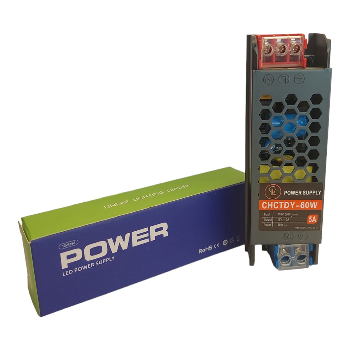 Fonte De Alimentação 12V Slim Chaveada 5A 60W Bivolt Cinza Power Supply