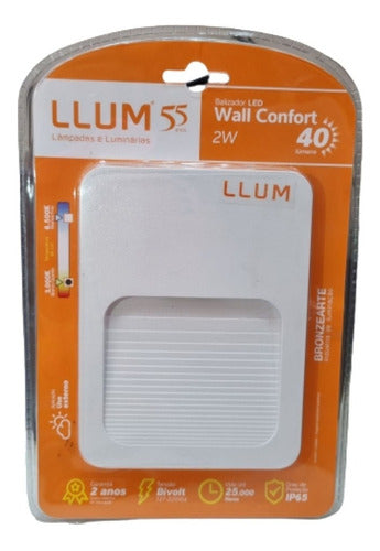 Balizador Sobrepor Wall Confort Externo Led 2W 3000K Bivolt Branco Llum Bronzearte