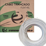 Cabo Coaxial Bipolar Cftv Full Hd Slim 75 Ohms 4Mm Pvc 67% 100Mts Branco Connect Cable