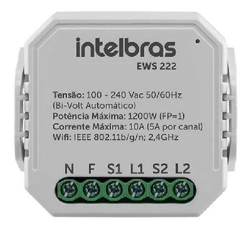 Interruptor Controlador De Cargas Izy Wifi 2/2 Ews 222 - Intelbras - Intelbras -