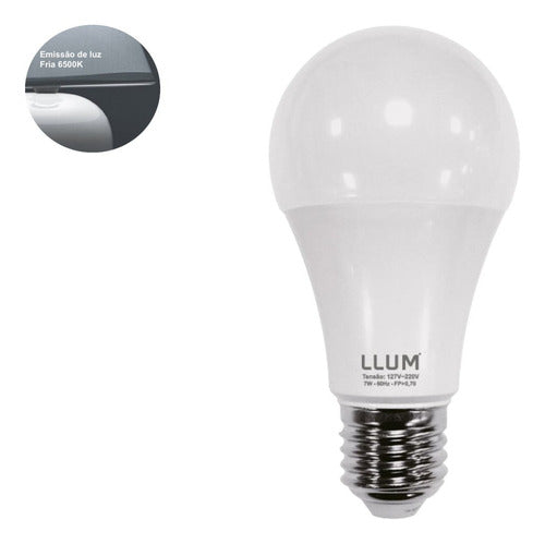 Lampada Led Bulbo E27 560 Lumens 6500K Branco Frio 7W Bivolt 200° Llum Bronzearte