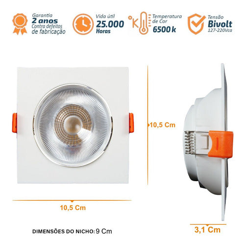 Spot Easy Led Embutir Quadrado 12W Bivolt Branco Llum Bronzearte