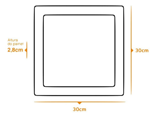 Painel Home Led Sobrepor Quadrado 2040 Lúmens 6500K Branco Frio 24W Bivolt 27,5X27,5 Branco Llum Bronzearte