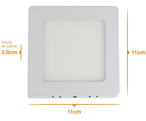 Painel Home Led 6W Sobrepor Quadrado 6500K Branco Frio Bivolt 410 Lumens 11Cm Branco Llum Bronzearte