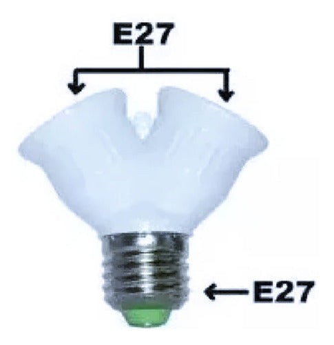 Bocal Soquete Adaptador E27 Tipo Y Duplo Duas Lampadas