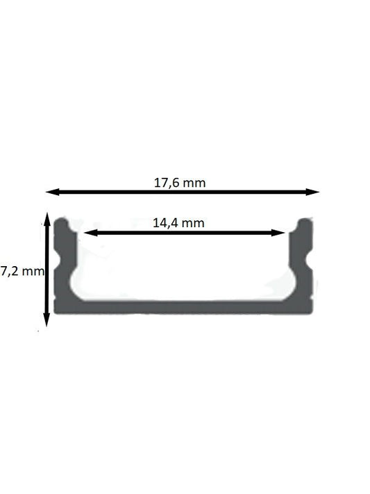 Perfil Slim Para Fita Led Sobrepor 17X7X2M Barra Com 2M Ars