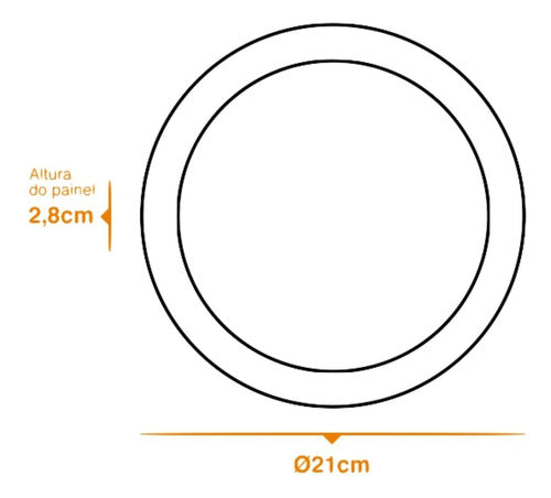 Painel Home Led Sobrepor Redondo 1400 Lúmens 3000K Branco Quente 18W Bivolt 21Cm Branco Llum Bronzearte