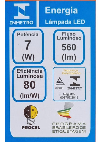 Lampada Led Bulbo E27 560 Lumens 6500K Branco Frio 7W Bivolt 200° Llum Bronzearte