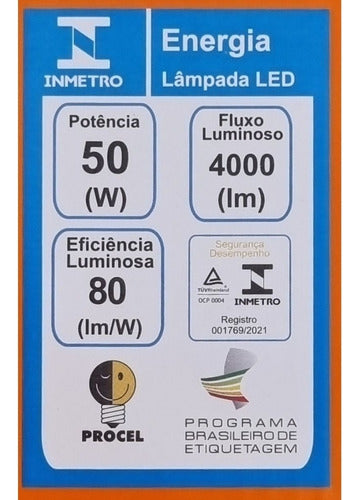 Lampada Led High Power T120 E27 4000 Lúmens 6500K Branco Frio 50W Bivolt 220° Llum Bronzearte