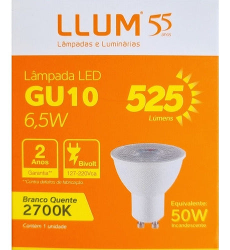 Lampada Led Dicroica Par16 Gu10 525 Lumens 3000K Branco Quente 6,5W Bivolt Llum Bronzearte