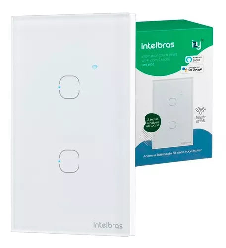 Interruptor Inteligente Izy Smart Wifi Touch 2 Teclas Ews 1002 Branco -Intelbras