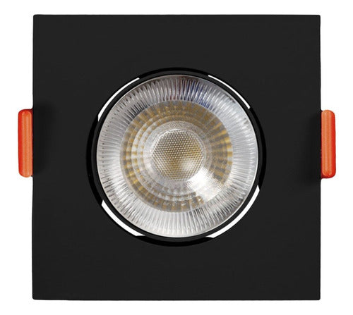 Spot Easy Led Embutir Quadrado 630 Lúmens 7W Bivolt 8,5 Cm Preto Llum Bronzearte - Branco Quente