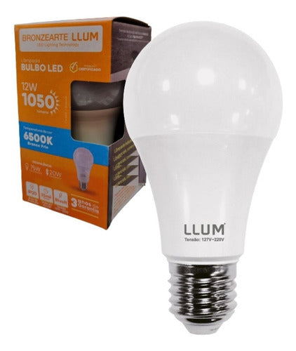 Lampada Led Bulbo A60 E27 1050 Lúmens 6500K Branco Frio 12W Bivolt 200° Llum Bronzearte