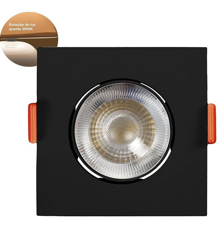 Spot Easy Led Embutir Quadrado 450 Lumens 5W Bivolt 8,5Cm Preto Llum Bronzearte